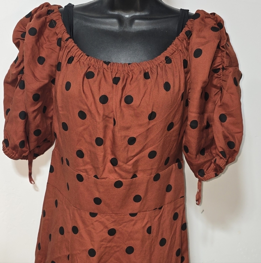 Maeve Lucienne Off-The-Shoulder Maxi Dress Polka Dot Size 6 - Picture 5 of 6